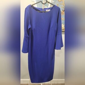 Calvin Klein Blue Bell Sleeve Dress Size 10